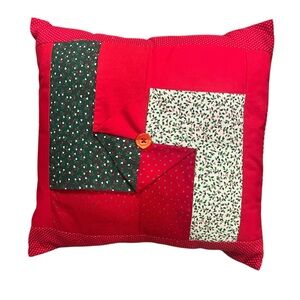 Cabin Quilt Pattern Throw Pillow Christmas Holiday Winter Cottage Core